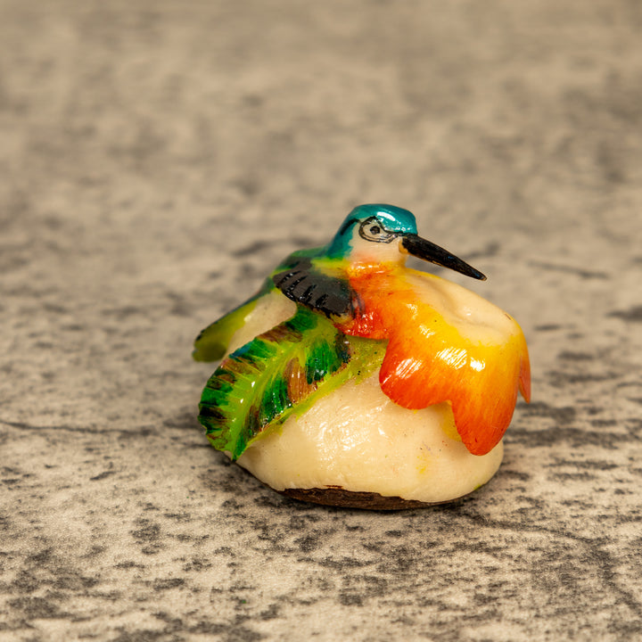 Hummingbird With Flower Tagua Nut Carving