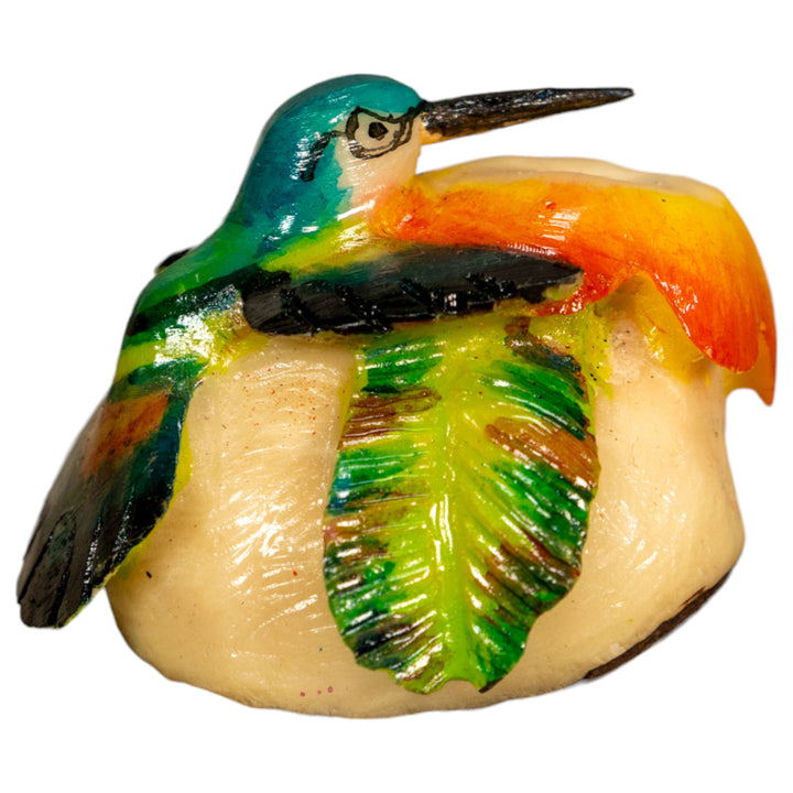 Hummingbird With Flower Tagua Nut Carving