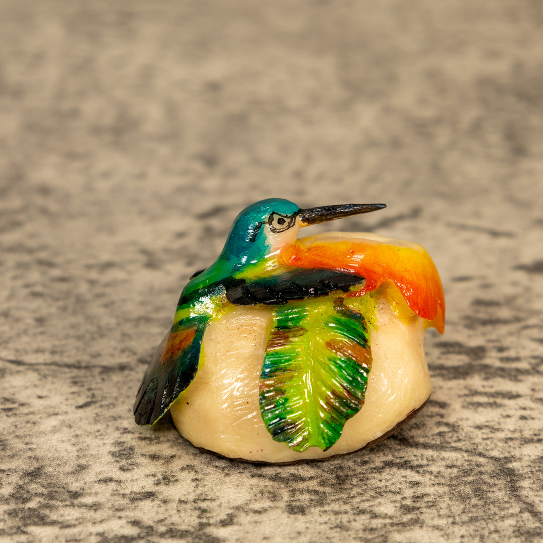 Hummingbird With Flower Tagua Nut Carving