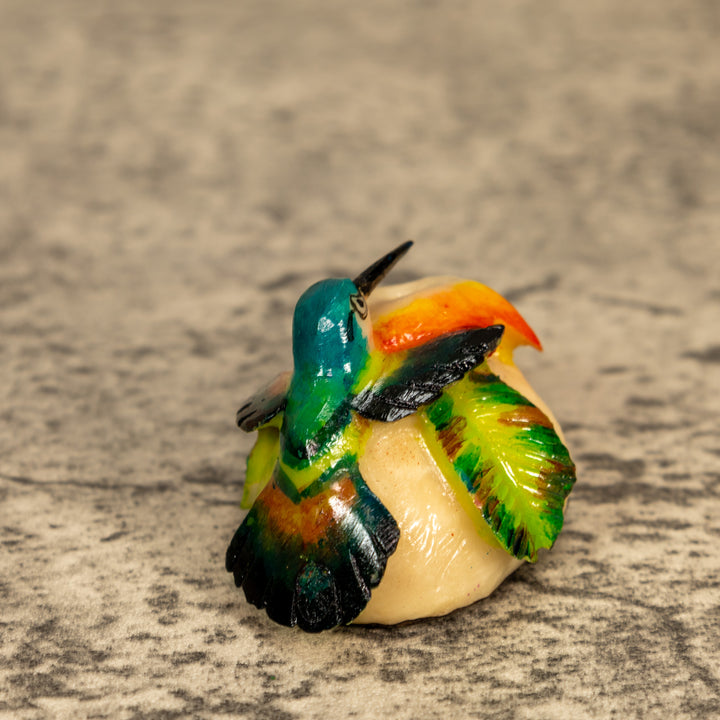 Hummingbird With Flower Tagua Nut Carving