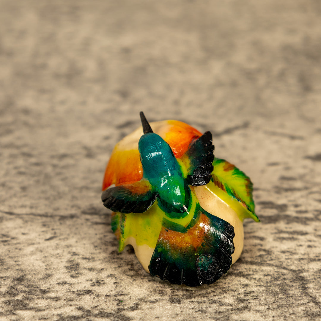 Hummingbird With Flower Tagua Nut Carving