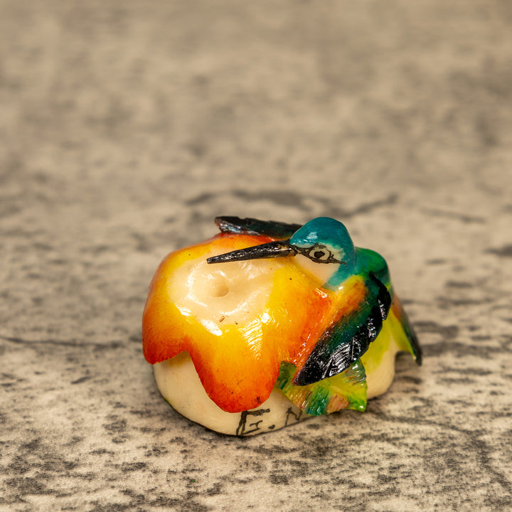 Hummingbird With Flower Tagua Nut Carving