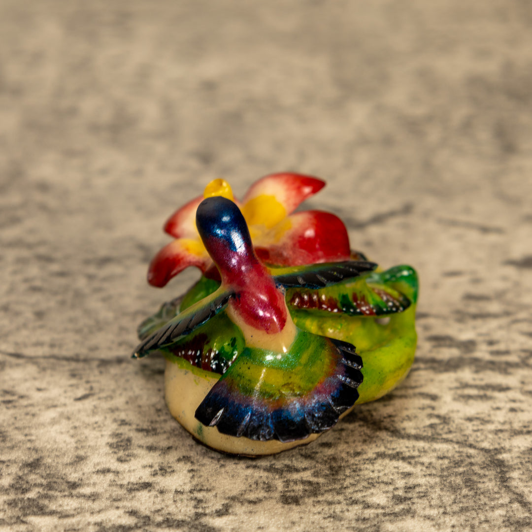 Hummingbird With Flower Tagua Nut Carving