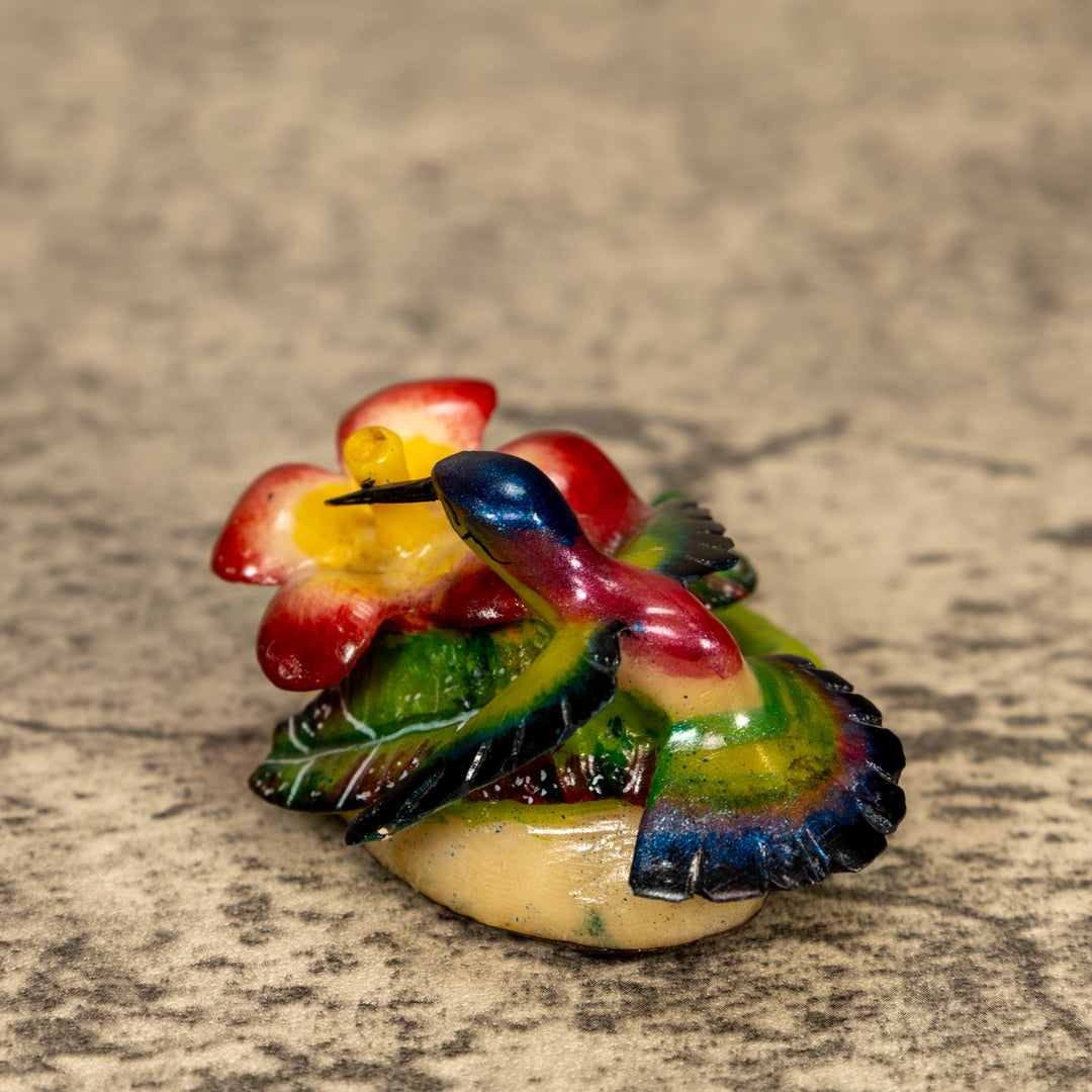 Hummingbird With Flower Tagua Nut Carving