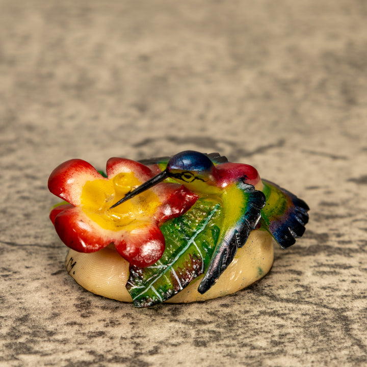 Hummingbird With Flower Tagua Nut Carving