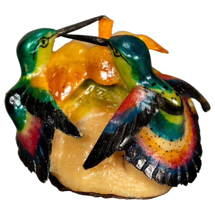 2 Hummingbirds With Flower Tagua Nut Carving