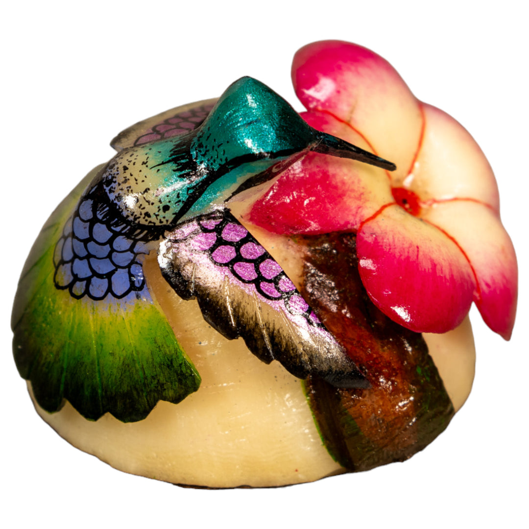 Hummingbird With Flower Tagua Nut Carving