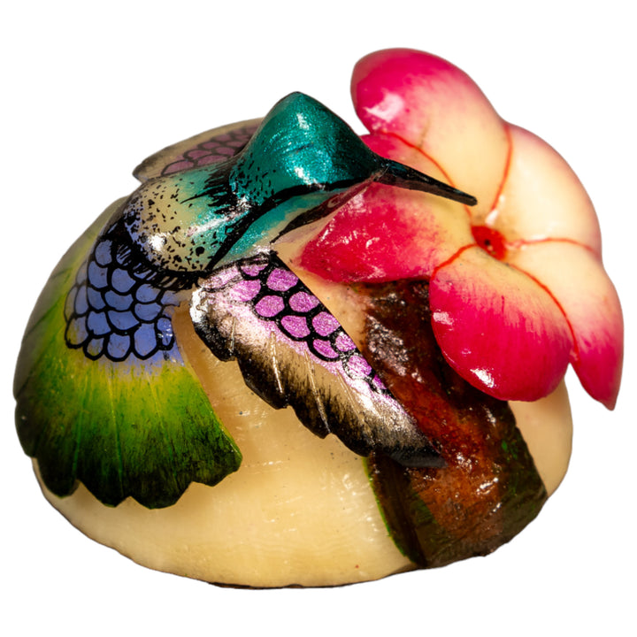 Hummingbird With Flower Tagua Nut Carving