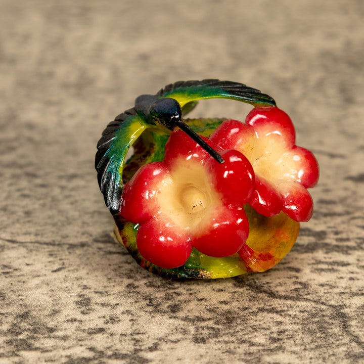 Hummingbird With Flower Tagua Nut Carving