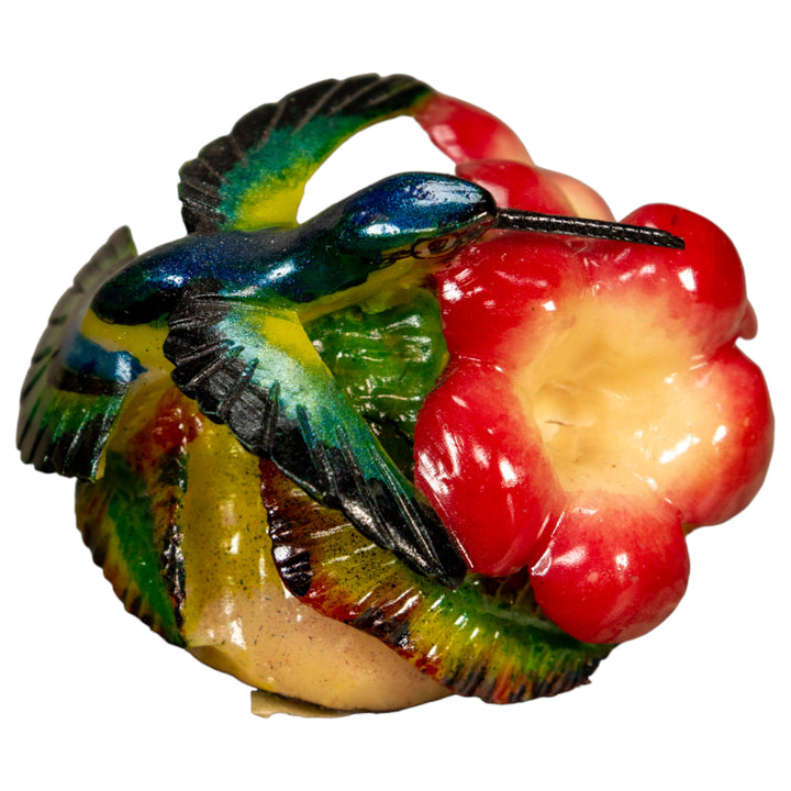 Hummingbird With Flower Tagua Nut Carving