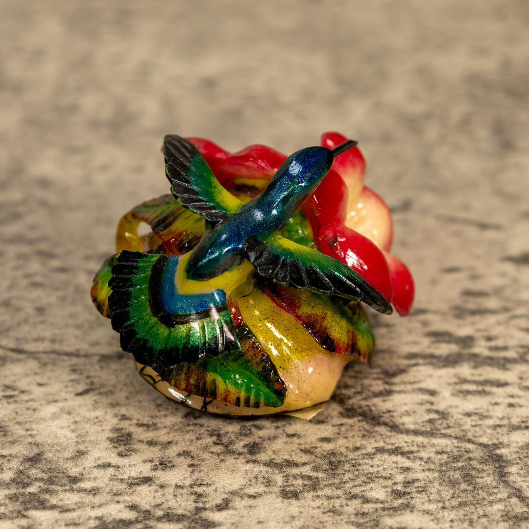 Hummingbird With Flower Tagua Nut Carving