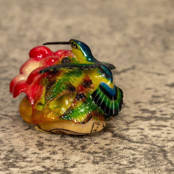 Hummingbird With Flower Tagua Nut Carving