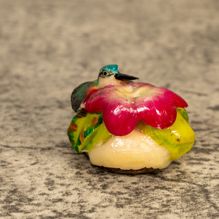 Hummingbird With Flower Tagua Nut Carving