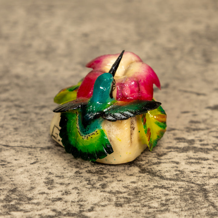 Hummingbird With Flower Tagua Nut Carving