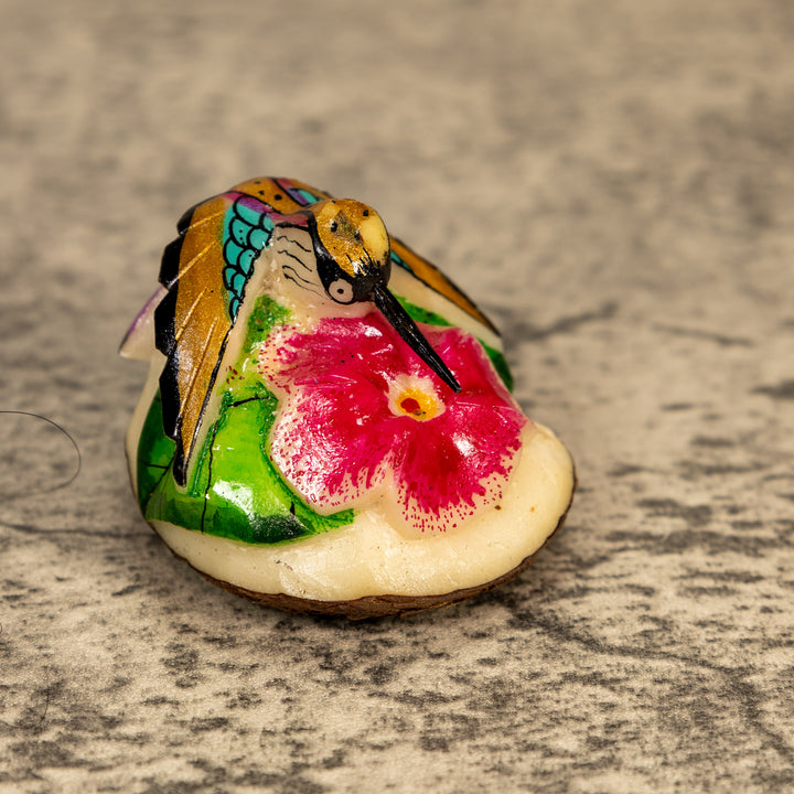 Hummingbird With Flower Tagua Nut Carving