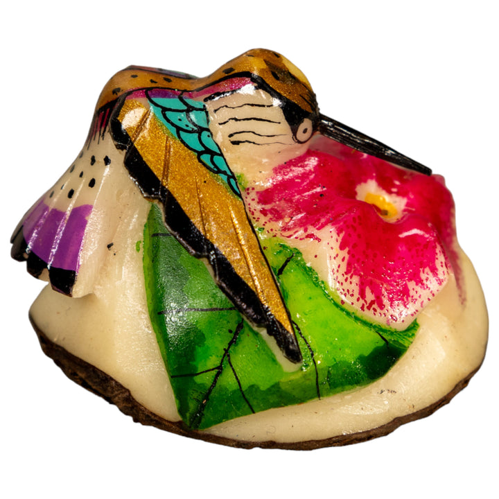 Hummingbird With Flower Tagua Nut Carving
