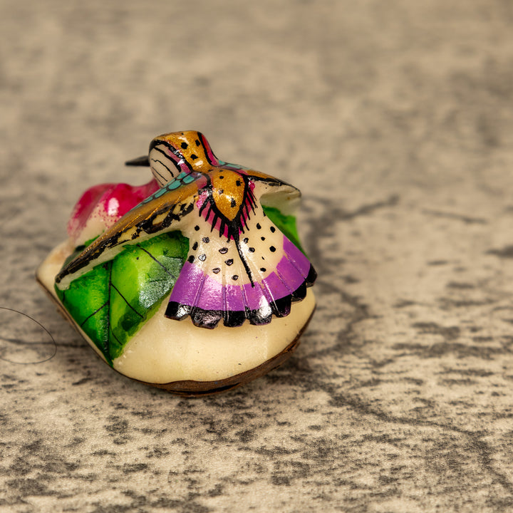 Hummingbird With Flower Tagua Nut Carving