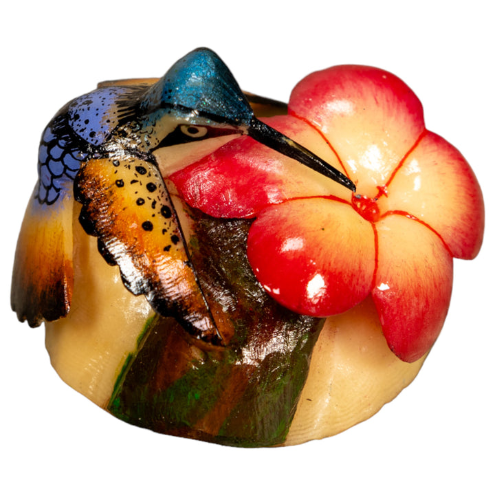 Hummingbird With Flower Tagua Nut Carving