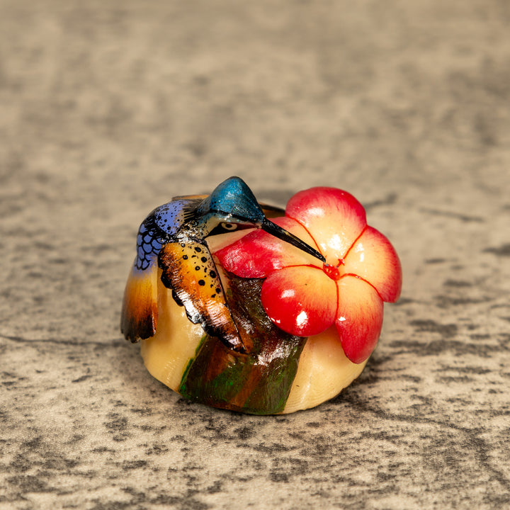 Hummingbird With Flower Tagua Nut Carving