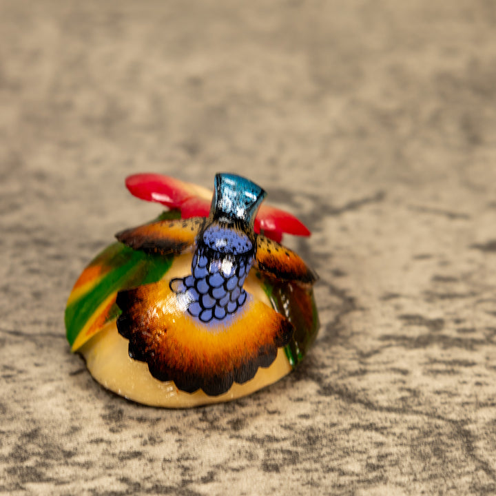 Hummingbird With Flower Tagua Nut Carving