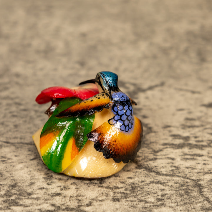 Hummingbird With Flower Tagua Nut Carving
