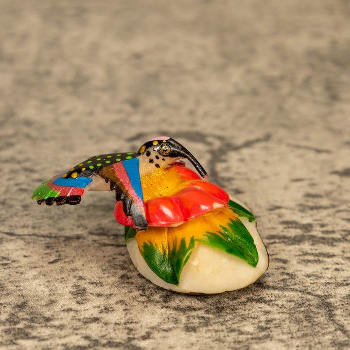 Hummingbird With Flower Tagua Nut Carving