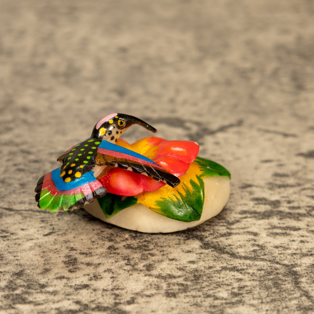 Hummingbird With Flower Tagua Nut Carving