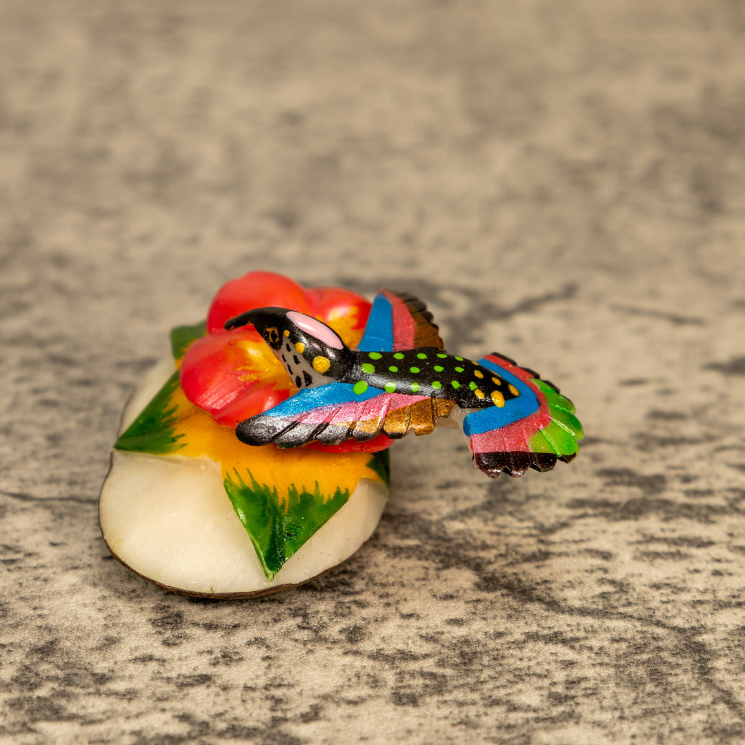 Hummingbird With Flower Tagua Nut Carving