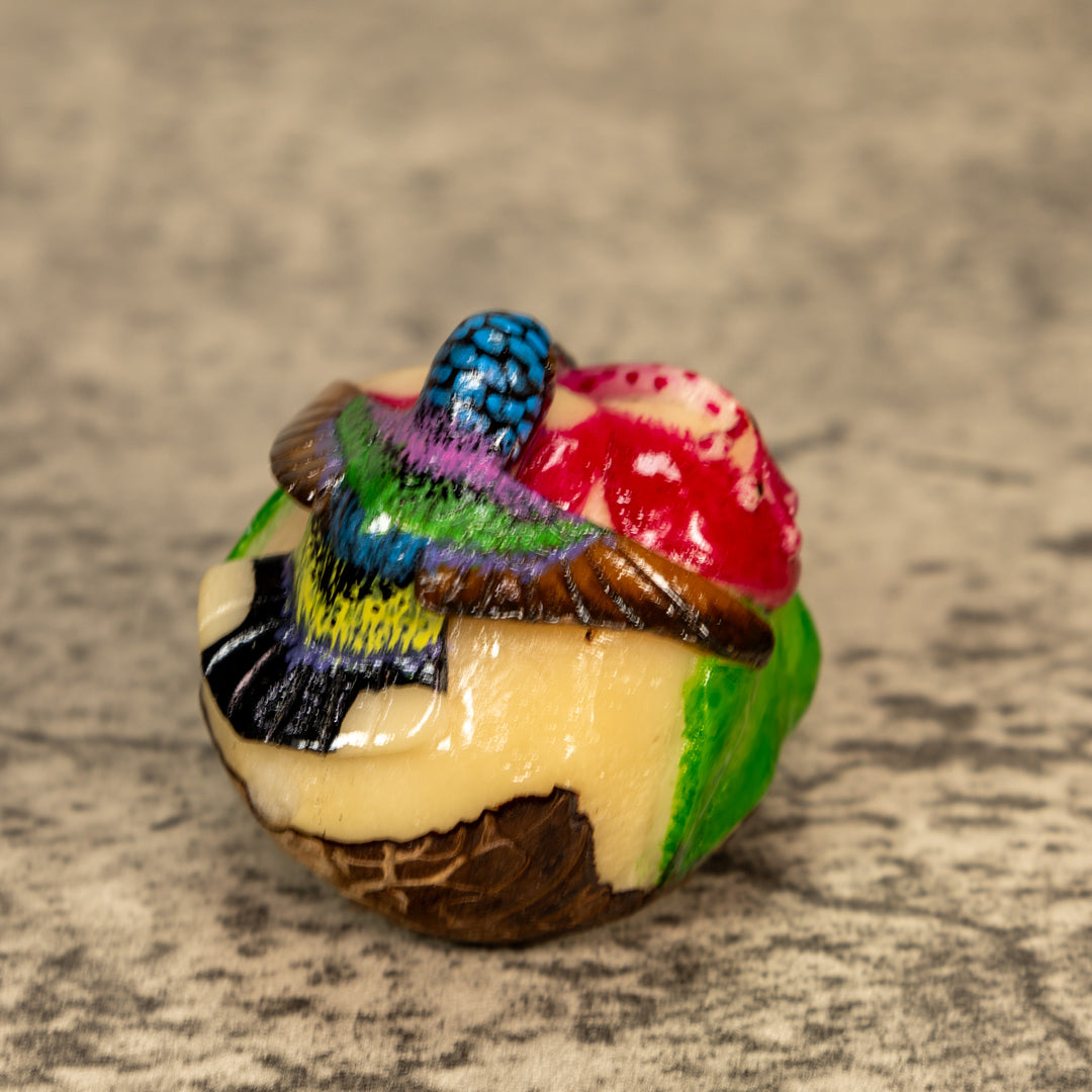 Hummingbird With Flower Tagua Nut Carving