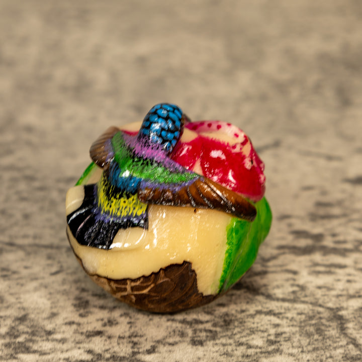 Hummingbird With Flower Tagua Nut Carving
