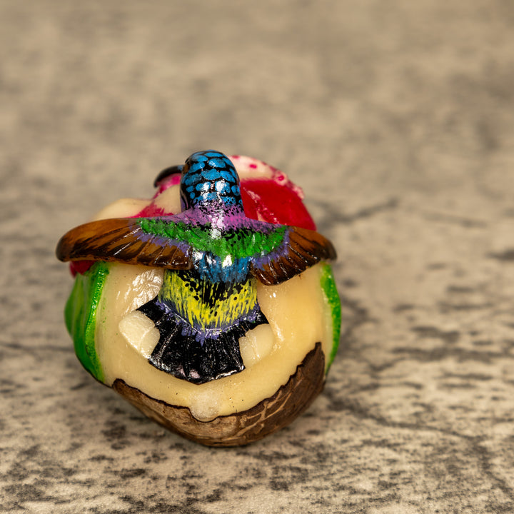Hummingbird With Flower Tagua Nut Carving