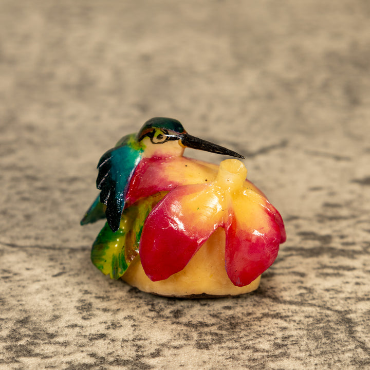 Hummingbird With Flower Tagua Nut Carving