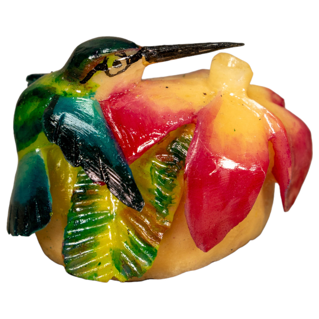 Hummingbird With Flower Tagua Nut Carving