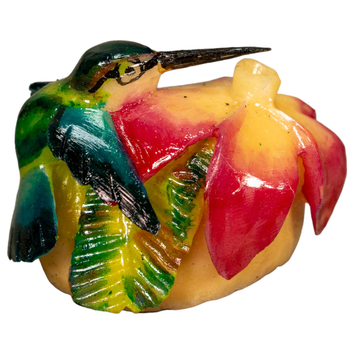 Hummingbird With Flower Tagua Nut Carving