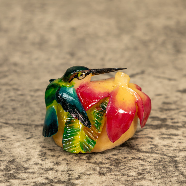 Hummingbird With Flower Tagua Nut Carving