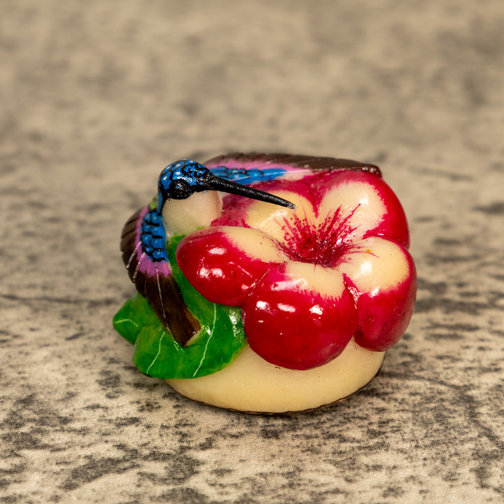 Hummingbird With Flower Tagua Nut Carving