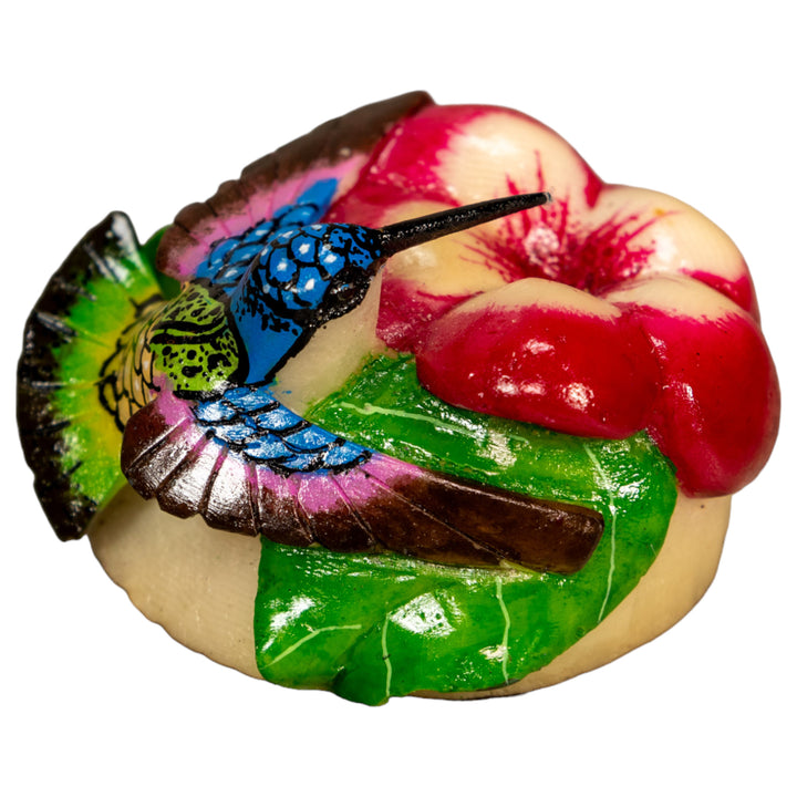 Hummingbird With Flower Tagua Nut Carving
