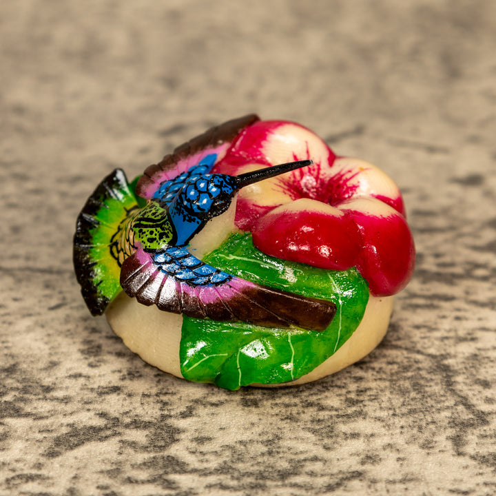 Hummingbird With Flower Tagua Nut Carving