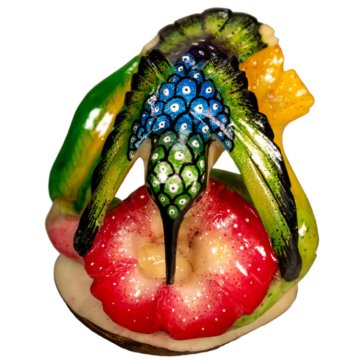 Hummingbird With Flower Tagua Nut Carving