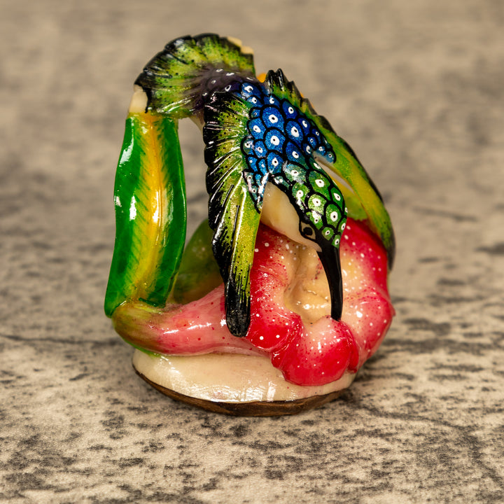 Hummingbird With Flower Tagua Nut Carving