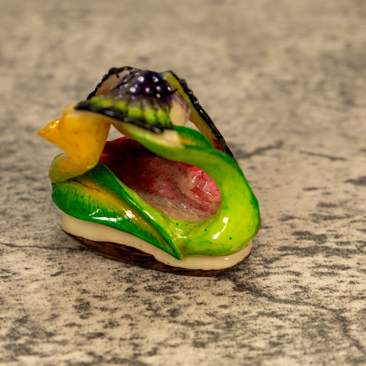 Hummingbird With Flower Tagua Nut Carving