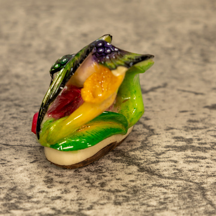 Hummingbird With Flower Tagua Nut Carving