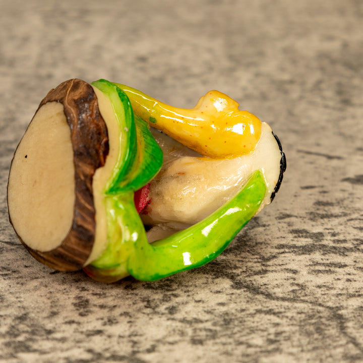 Hummingbird With Flower Tagua Nut Carving