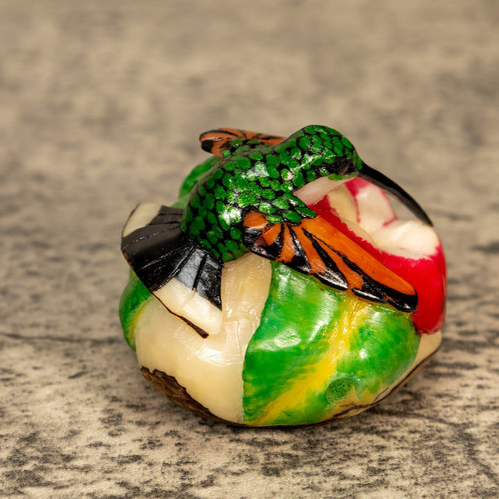 Hummingbird With Flower Tagua Nut Carving