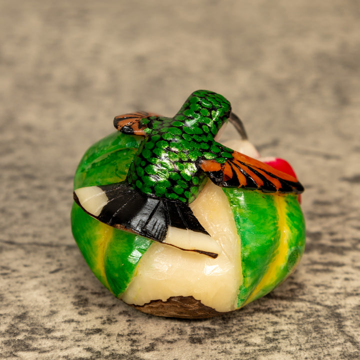 Hummingbird With Flower Tagua Nut Carving