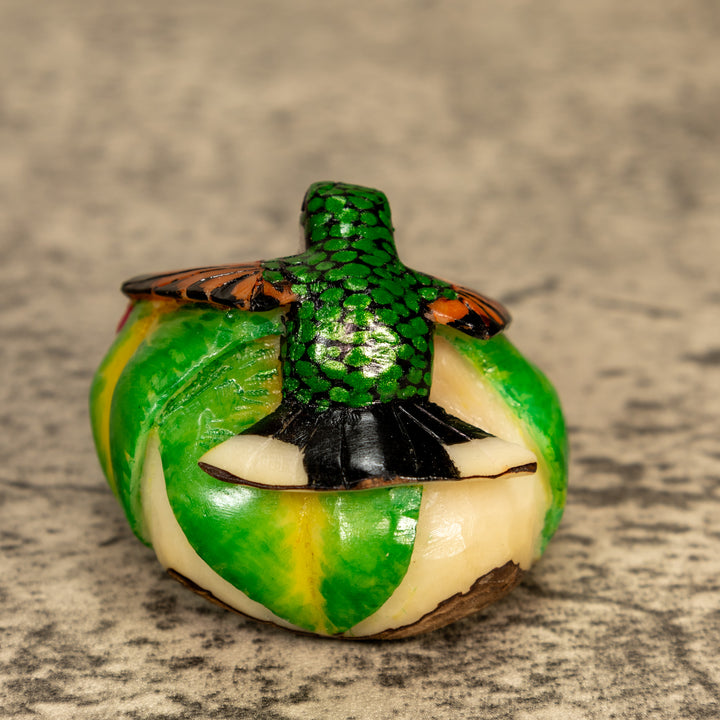 Hummingbird With Flower Tagua Nut Carving