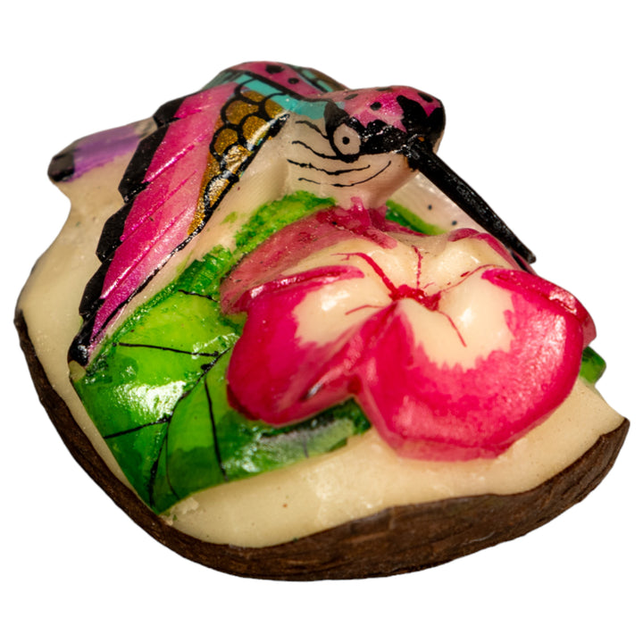 Hummingbird With Flower Tagua Nut Carving