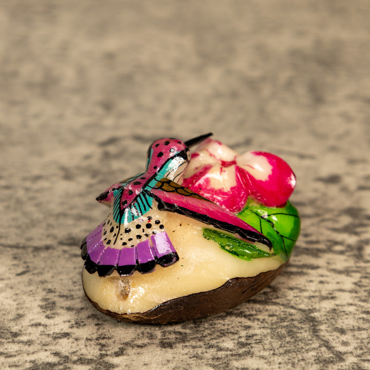 Hummingbird With Flower Tagua Nut Carving