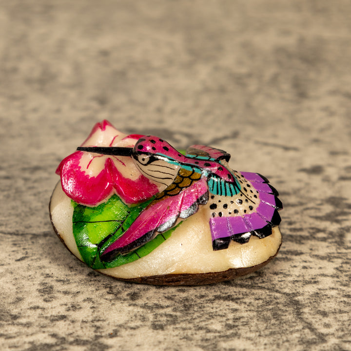 Hummingbird With Flower Tagua Nut Carving