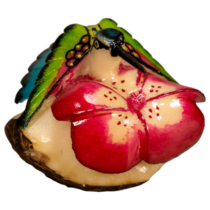 Hummingbird With Flower Tagua Nut Carving